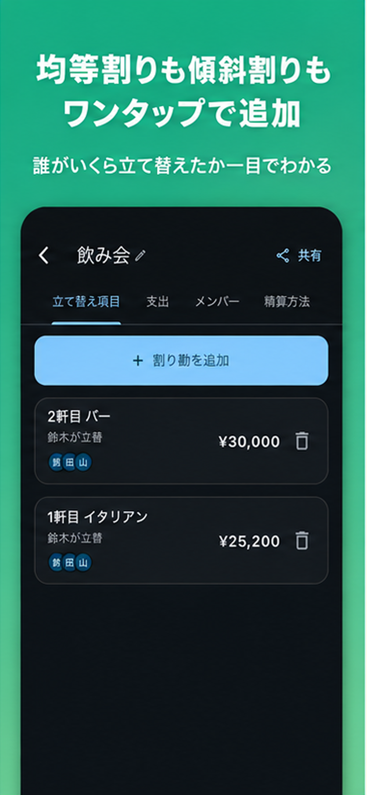 立て替え項目